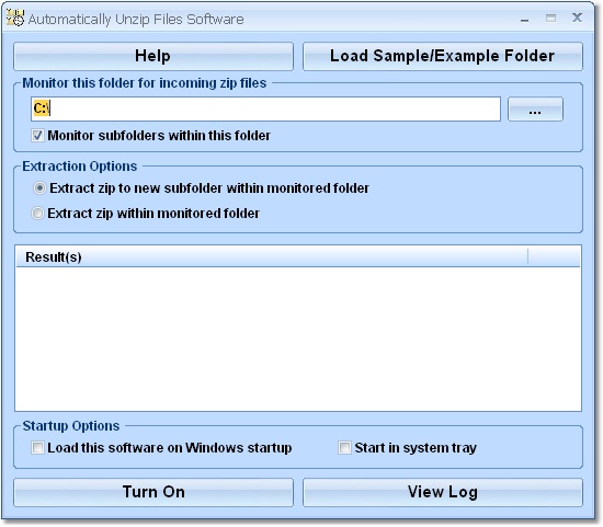 Screenshot for Automatically Unzip Files Software 7.0