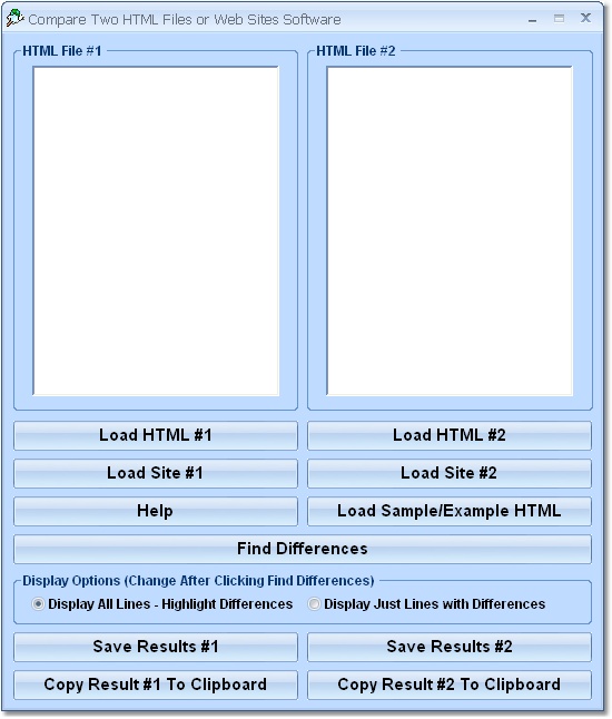 Compare Two HTML Files or Web Sites Software screen shot