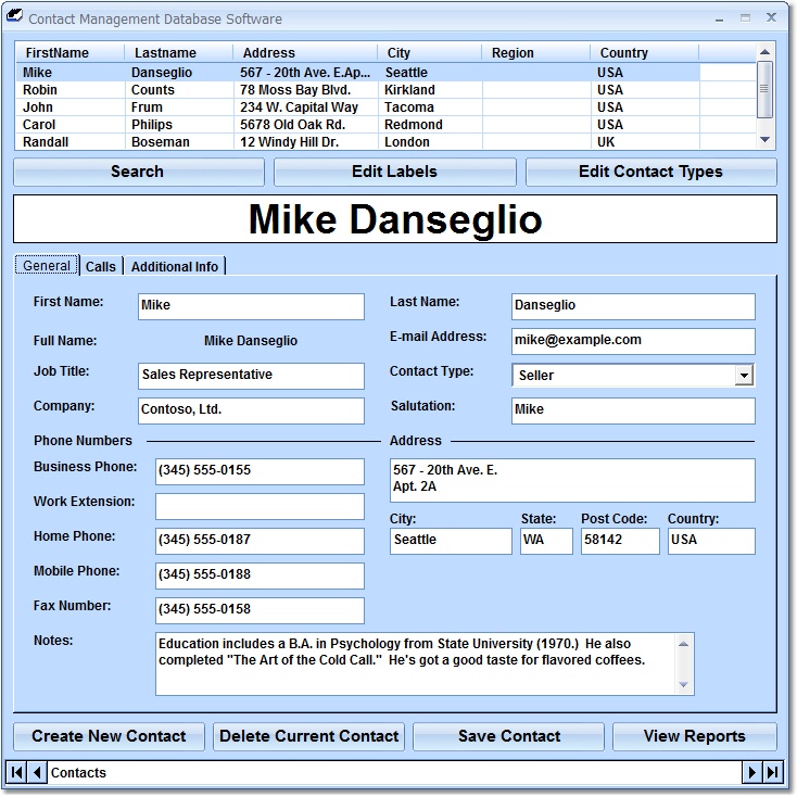 Screenshot for Contact Management Database Software 7.0