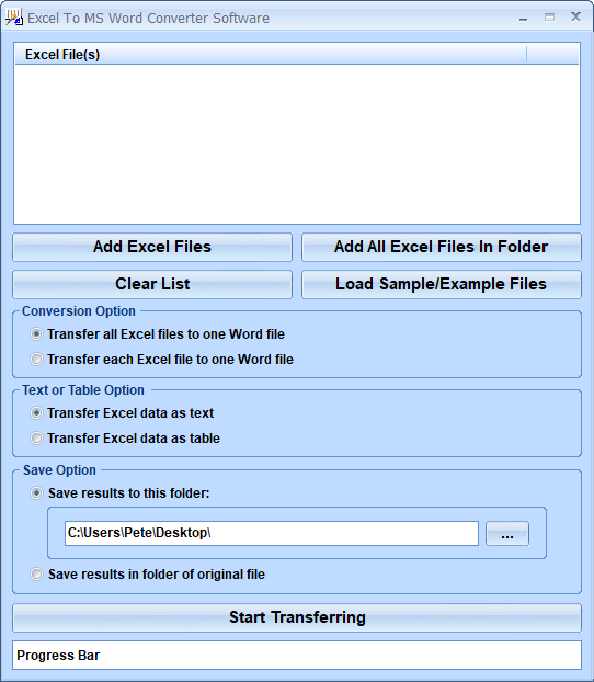 screenshot of excel-to-word-converter-software