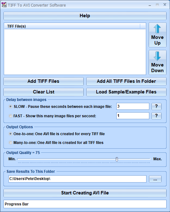screenshot of convert-multiple-tif-to-avi-files-software