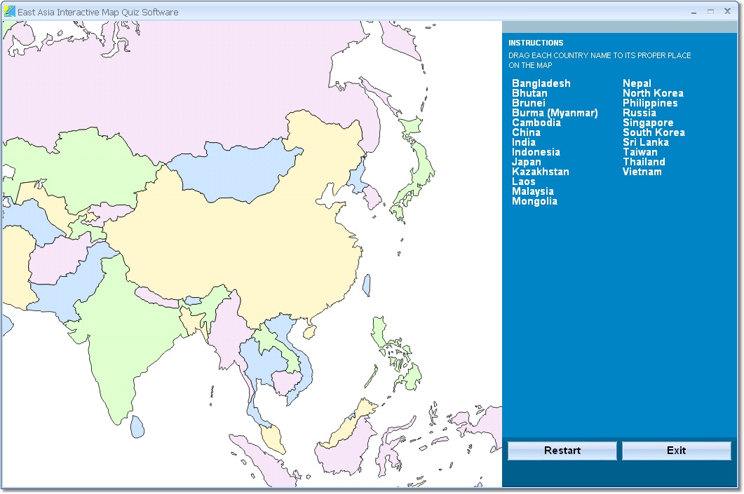 southeast asia map quiz. East Asia Interactive Map Quiz