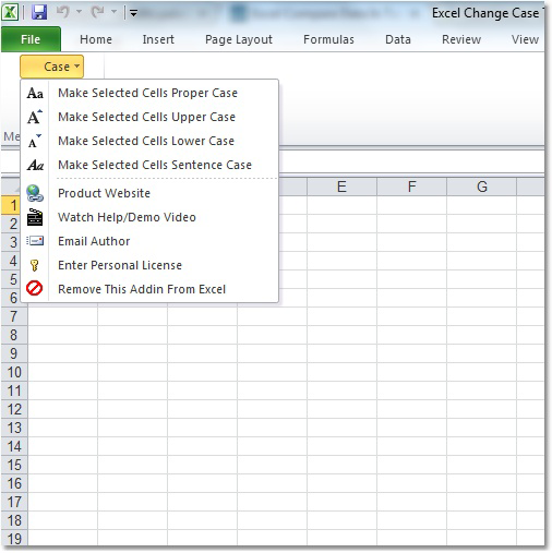 screenshot of excel-change-case-to-proper,-upper,-lower-and-sentence-software
