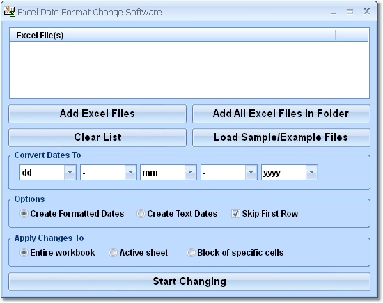 Screenshot for Excel Date Format Change Software 7.0