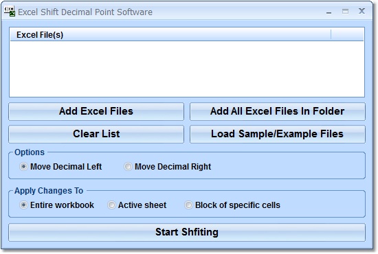 Screenshot for Excel Shift Decimal Point Software 7.0