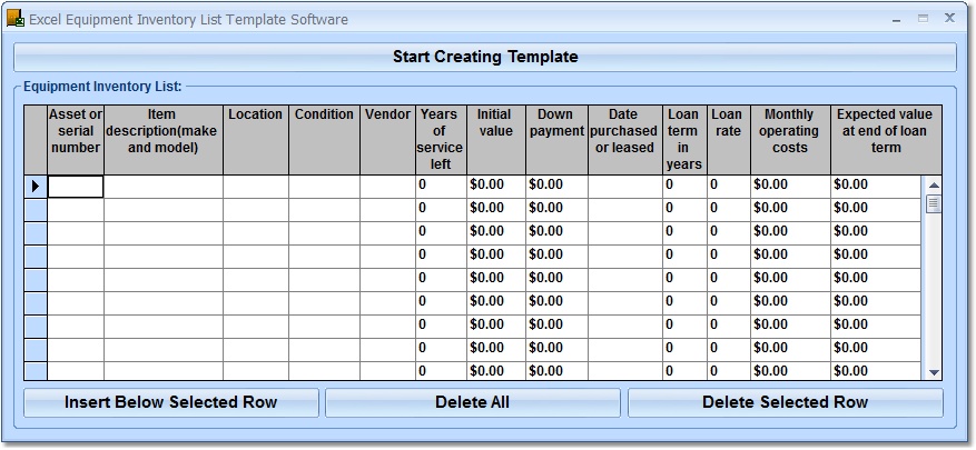 Excel Equipment Inventory List Template Software 7 0 full screenshot