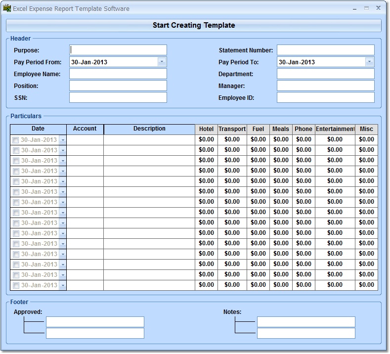 Excel Expense Report Template Software Create Expense Report Templates In MS Excel Excel 2000 