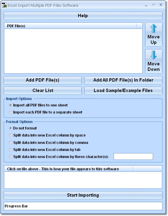 Screenshot for Excel Import Multiple PDF Files Software 7.0
