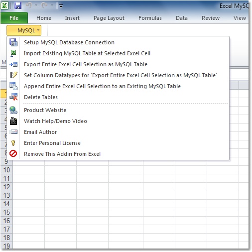 Excel MySQL Import, Export & Convert Software screen shot