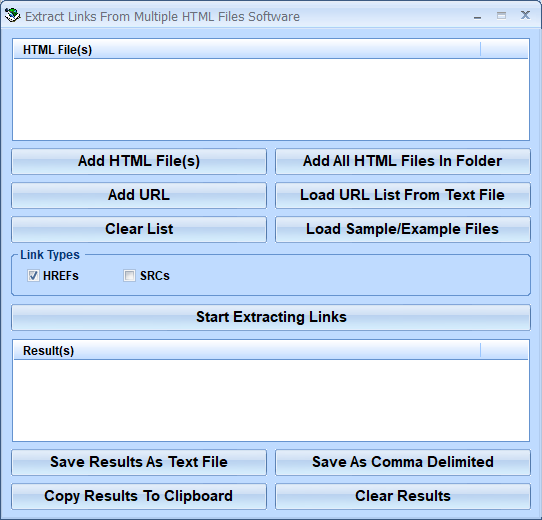 screenshot of extract-html-links-from-multiple-files-software