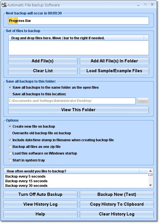 Automatic File Backup Software screen shot