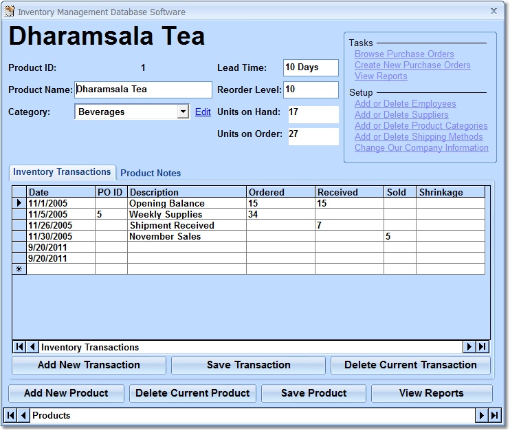 Screenshot for Inventory Management Database Software 7.0