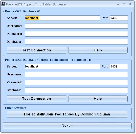 Screenshot for PostgreSQL Append Two Tables Software 7.0