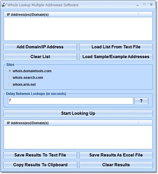 Screenshot for WhoIs Lookup Multiple Addresses Software 7.0