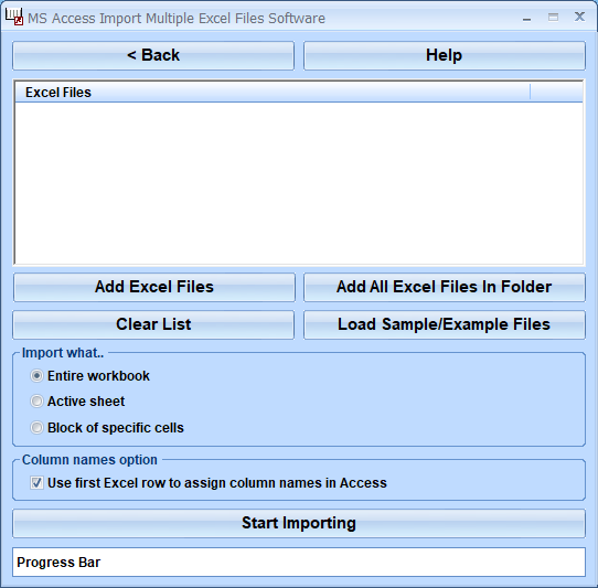 MS Access Import Multiple Excel Files Software screenshot