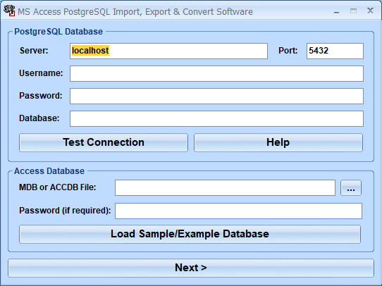 screenshot of ms-access-postgresql-import,-export-and-convert-software
