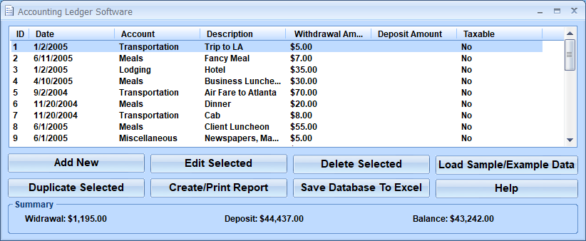 screenshot of accounting-ledger