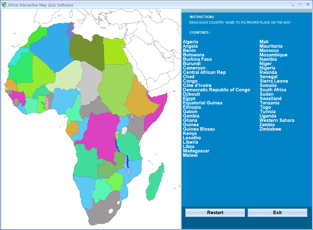 screenshot of africa-interactive-map-quiz-software