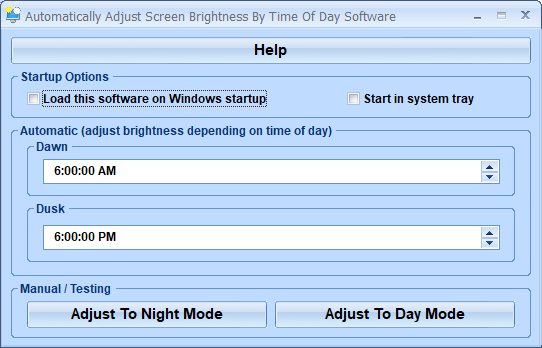 screenshot of automatically-adjust-screen-brightness-by-time-of-day-software