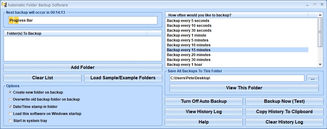 screenshot of automatic-folder-backup-software