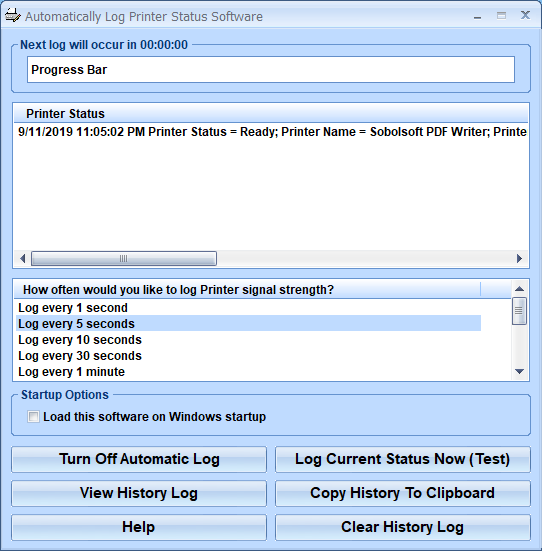 screenshot of automatically-log-printer-status-software