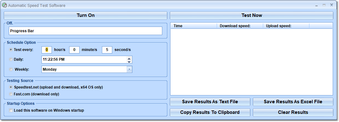Automatic Speed Test Software screenshot