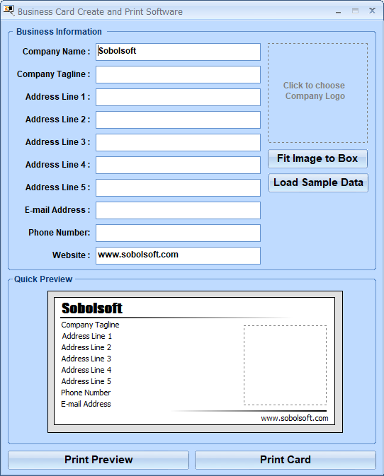 screenshot of business-card-create-and-print-software