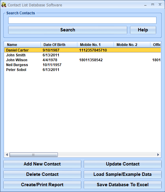 screenshot of contact-list-database-software