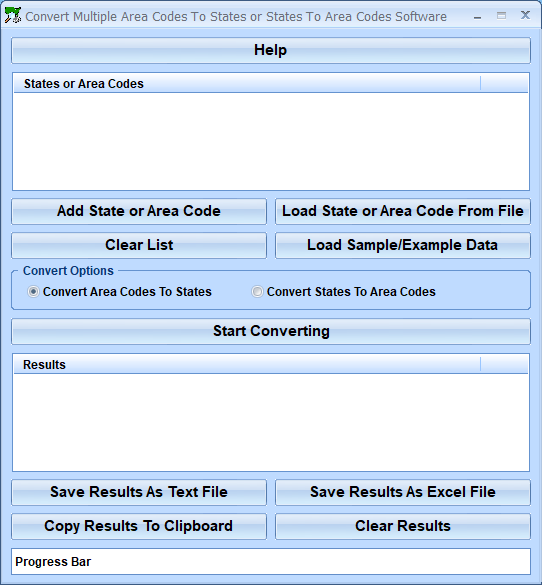 screenshot of convert-multiple-area-codes-to-states-or-states-to-area-codes-software
