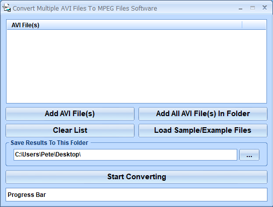 screenshot of convert-multiple-avi-files-to-mpeg-files-software