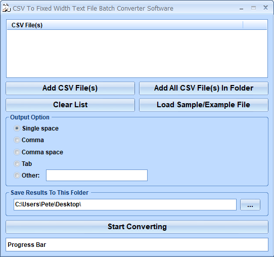 CSV To Fixed Width Text File Batch Converter Software screenshot