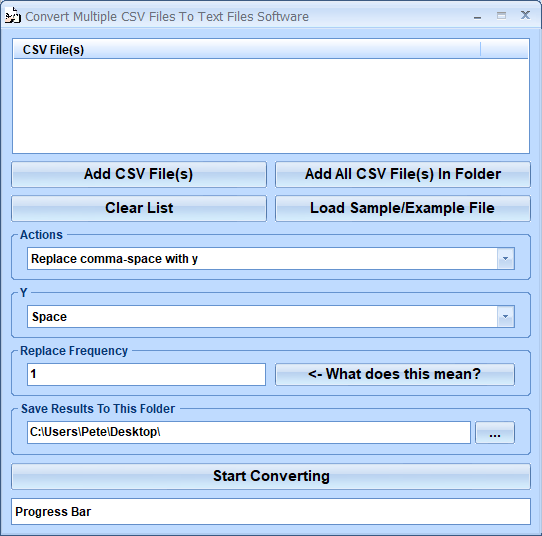 screenshot of convert-multiple-csv-files-to-text-files-software