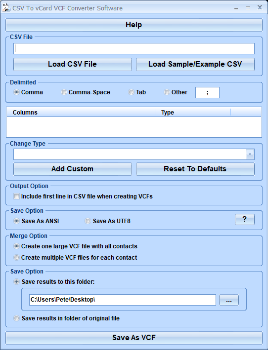 screenshot of csv-to-vcard-vcf-converter-software