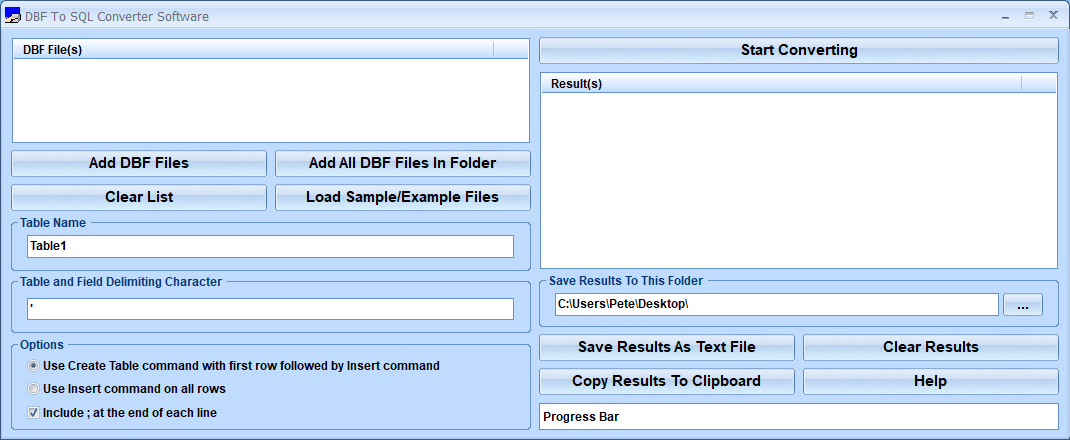 screenshot of dbf-to-sql-converter-software