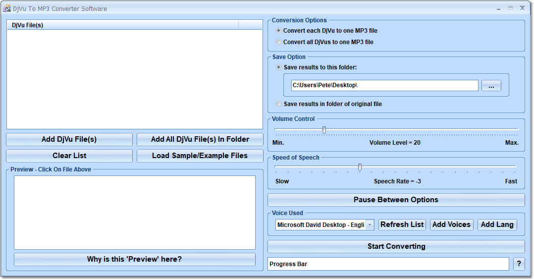 DjVu To MP3 Converter Software screenshot