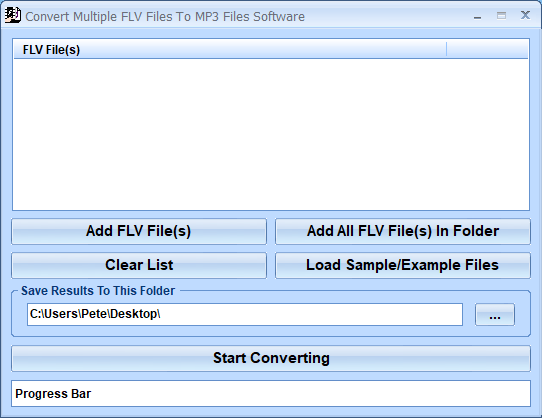 screenshot of convert-multiple-flv-files-to-mp3-files-software