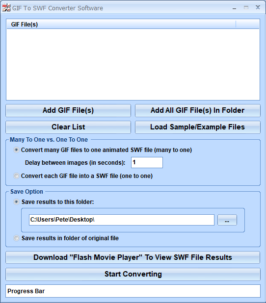 screenshot of gif-to-swf-converter-software