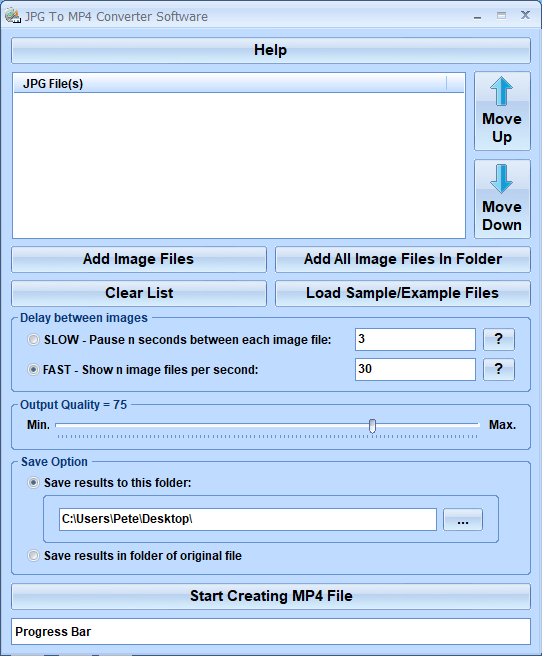 screenshot of jpg-to-mp4-converter-software