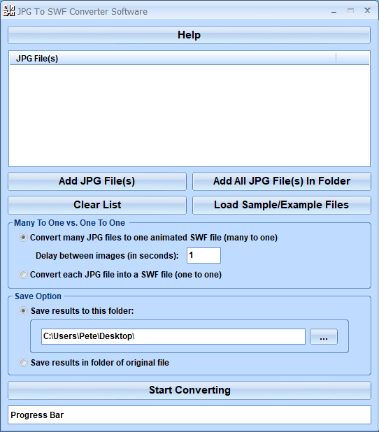 screenshot of jpg-to-swf-converter-software