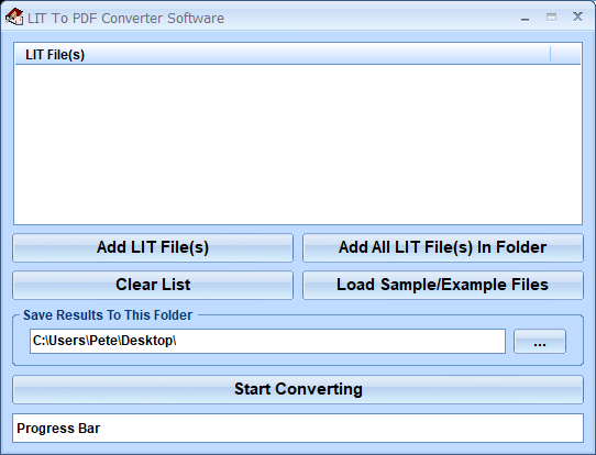screenshot of lit-to-pdf-converter-software
