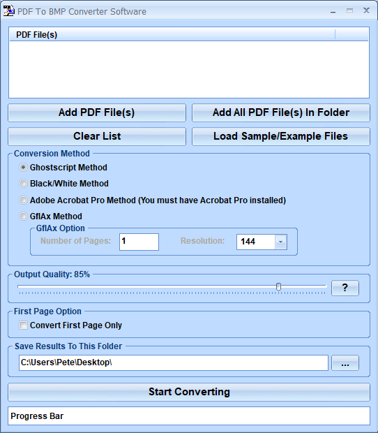screenshot of convert-multiple-pdf-to-bmp-files-software