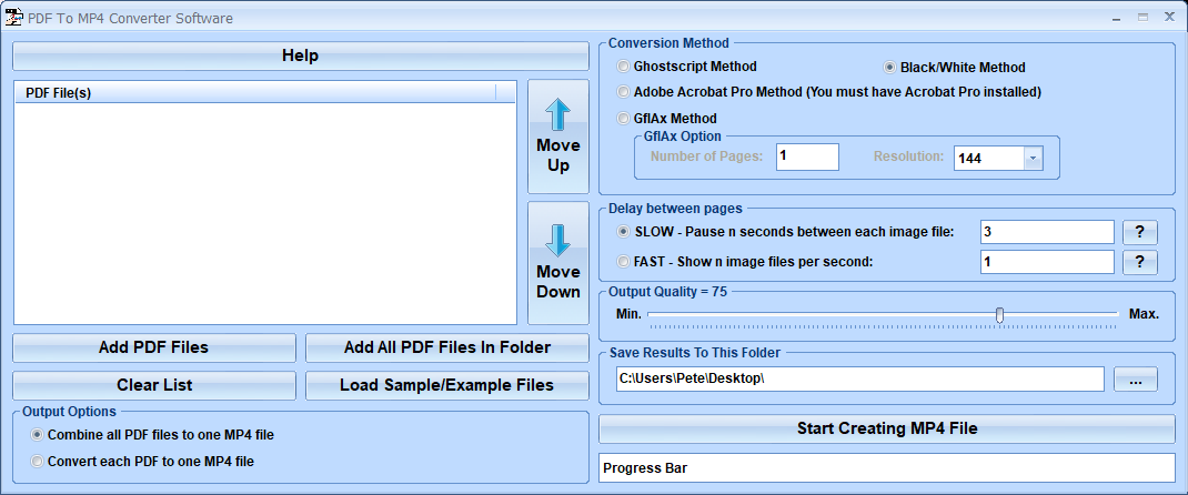 screenshot of pdf-to-mp4-converter-software