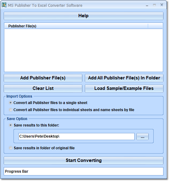 MS Publisher To Excel Converter Software screenshot