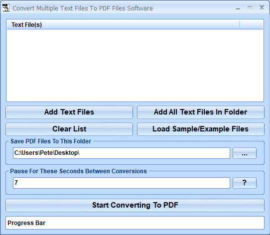 screenshot of convert-multiple-text-files-to-pdf-files-software