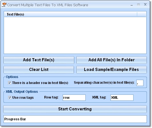 Text Files To XML Files Converter Software