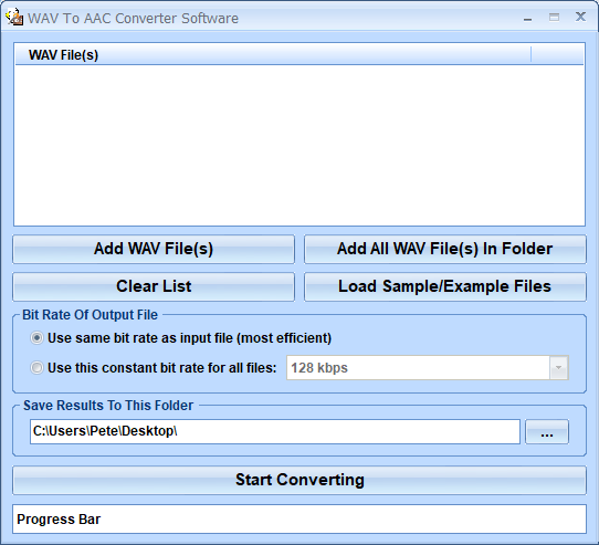screenshot of wav-to-aac-converter-software