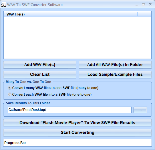 screenshot of wav-to-swf-converter-software