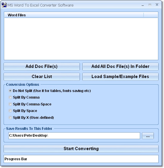 MS Word Text To Excel Converter Software