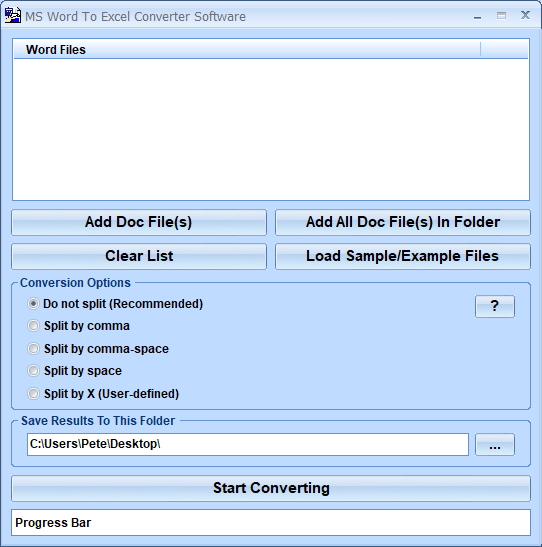 screenshot of ms-word-to-excel-converter-software