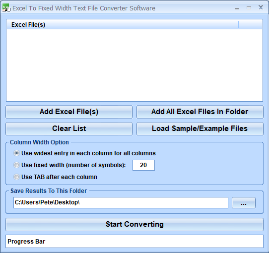 screenshot of xlsx-to-fixed-width-text-file-batch-converter-software